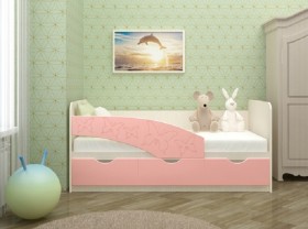 Кровать Бабочки 1,6м (Розовый металлик) в Большегривском - bolshegrivskoe.katalogmebeli.com | фото