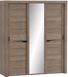 Шкаф трехдверный Соренто с раздвижными дверями Дуб стирлинг/Кофе структурный матовый в Большегривском - bolshegrivskoe.katalogmebeli.com | фото